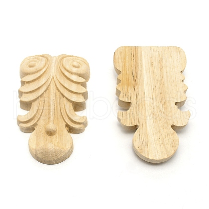 Rubber Wooden Carved Decor Applique WOOD-WH0023-33-1