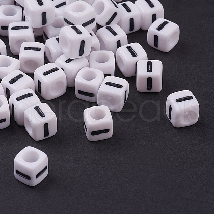 Chunky Letter I Acrylic Cube Beads for Kids Jewelry X-PL37C9129-I-1