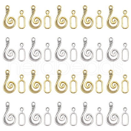 20Pcs 2 Colors Tibetan Style Alloy Hook and Eye Clasps FIND-YW0003-89-1