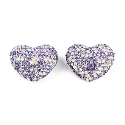 Heart Shaped Polymer Clay Rhinestone Beads CLAY-NH0002-01D-1