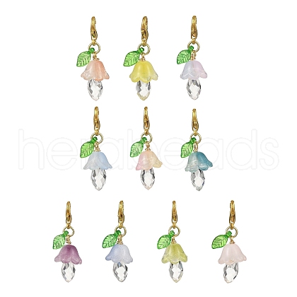 Mushroon Glass & Acrylic Pendant Decorations HJEW-JM02497-1