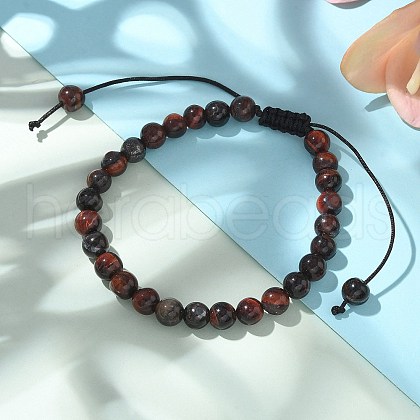 Synthetic Tiger Eye Round Bead Adjustable Braided Bracelets UO3136-16-1-1