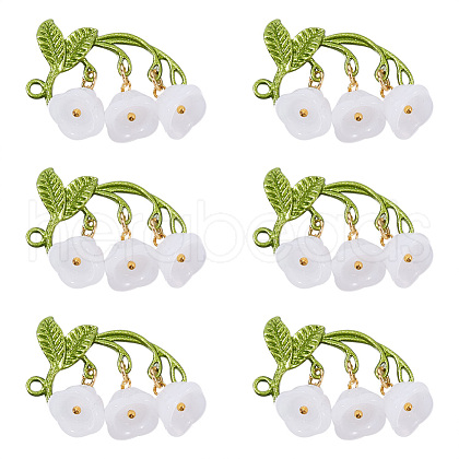 Lily of the Valley Glass Conntctor Charms PALLOY-TAC0098-1