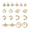 Kissitty 18Pcs 9 Style Brass Cubic Zirconia Universe Space Charms KK-KS0001-26-11