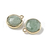 Brass Pave Natural Green Aventurine Faceted Flat Round Charms G-U028-03G-08-2