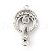Flat Round Brass Clear Cubic Zirconia Fold Over Clasps KK-G425-01-3