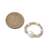 Brass Beads & Synthetic Hematite Beads Elastic Rings for Women RJEW-JR00806-3