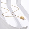 PVD Vacuum Plating 304 Stainless Steel & Plastic Pearl Paw Print Pendant Cable Chain Necklaces for Women STAS-Z114-16G-2