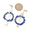 Vintage Natural Lapis Lazuli Ear Studs EJEW-JE05806-05-4