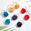 ANATTASOUL 4 Pairs 4 Colors 3D Flower Cloth Hoop Earrings EJEW-AN0003-69-2