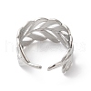 Non-Tarnish 304 Stainless Steel Leafy Branch Open Cuff Ring for Women RJEW-K245-31P-2