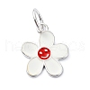 925 Sterling Silver Enamel Smiling Face Flower Charms STER-M119-06B-S-1