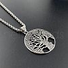 Stainless Steel Vintage Tree of Life Pendant Necklaces Punk Hip-hop Hollow Wisdom Jewelry VN5105-1