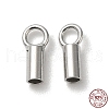 Rhodium Plated 925 Sterling Silver Cord Ends STER-P055-01B-P-1