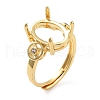 Rack Plating Oval Brass Micro Pave Cubic Zirconia Adjustable Ring Components KK-Q819-04G-1