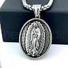 Retro Greek Mythology Stainless Steel Religion Embossed Saint Pendant Necklaces DK4418-3-1