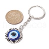 Flat Round with Evil Eye Alloy & Resin Keychain KEYC-JKC00631-2