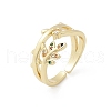 Brass Micro Pave Cubic Zirconia Cuff Rings for Women RJEW-S400-08G-4