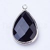 Silver Color Plated Brass Glass teardrop X-GLAA-M006-A-12S-2