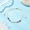 Adjustable Natural Quartz Crystal & Ruby & Garnet Braided Bead Bracelets for Women BJEW-JB11619-02-1