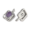 304 Stainless Steel Pave Natural Amethyst Rectangle with Oval Charms STAS-L022-516P-04-2
