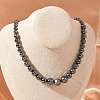 Faceted Round Synthetic Non-Magnetic Hematite Graduated Beaded Necklaces NJEW-R020-07-3