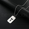 Rectangle with Hollow Out Letter 201 Stainless Steel Pendant Necklaces FS-WG34D20-23-1