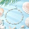 Summer Beach Synthetic Turquoise Starfish & Natural Cultured Freshwater Pearl & Shell & Glass Seed Beaded Necklaces for Women NJEW-TA00198-1