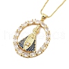 Brass Clear Cubic Zirconia Nossa Senhora Aparecida Pendant Necklaces for Women NJEW-M009-05G-A-1
