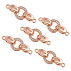 CHGCRAFT 5 Sets Brass Micro Pave Clear Cubic Zirconia Fold Over Clasps KK-CA0002-67RG-1