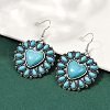 Alloy Synthetic Turquoise Dangle Earrings for Women EJEW-U053-11AS-1