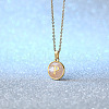 Flat Round Stainless Steel Pave Natural White Shell Initial Pendant Necklaces for Women FS-WG6FA45-16-1