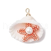Cylinder Seed Beaded Starfish & Shell Pendants PALLOY-MZ00547-2