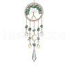Wire Wrapped Natural Green Aventurine Chip Tree of Life Window Hanging Prism Ornaments HJEW-TA00283-03-1