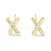 Brass Micro Pave Clear Cubic Zirconia Studs Earring EJEW-S217-G13-1