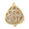Rack Plating Brass Micro Pave Clear Cubic Zirconia Triangle Connector Charms KK-A234-035G-01-1