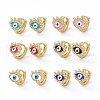 Clear Cubic Zirconia Evil Eye Hoop Earrings with Enamel EJEW-I270-12G-1