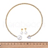 Round Plastic Imitation Pearl Stud Earrings & Heart Cubic Zirconia Rhinestone Cuff Choker Necklaces Sets SJEW-U003-10G-5