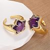 Star Natural Amethyst Cubic Zirconia Cuff Rings RJEW-M076-02G-08-4