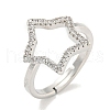 Star Rack Plating Brass Micro Pave Cubic Zirconia Adjustable Rings for Women RJEW-F162-13P-1