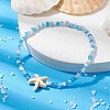 Glass Seed & Synthetic Turquoise Starfish Beaded Stretch Bracelet for Women BJEW-JB09709-02-2