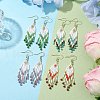 Woven Seed Beads & Natural Gemstone Tassel Earrings EJEW-MZ00154-2