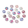 Half Round/Dome Floral Printed Glass Flatback Cabochons X-GGLA-A002-12mm-UU-1