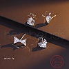 4Pcs Elegant S925 Sterling Silver Crown & Butterfly & Leaf Stud Earrings VS4444-2-3