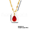 Fashionable Brass Pave Glass Teardrop Pendant Necklaces UU4380-10-1