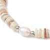 2Pcs Natural Cultured Freshwater Pearl & Shell & Brass Spacer Beads Stretch Bracelets for Women BJEW-JB11874-4
