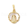 Brass Pave Natural White Shell Religion Pendants KK-S522-23G-A-1