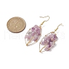 Natural Lilac Jade Chips Tree of Life Dangle Earrings EJEW-JE05730-03-3