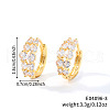 Brass Clear Cubic Zirconia Flat Round Hoop Earrings PR2276-1-3