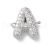 Brass Micro Pave Cubic Zirconia Letter Links X-KK-I717-04A-P-1